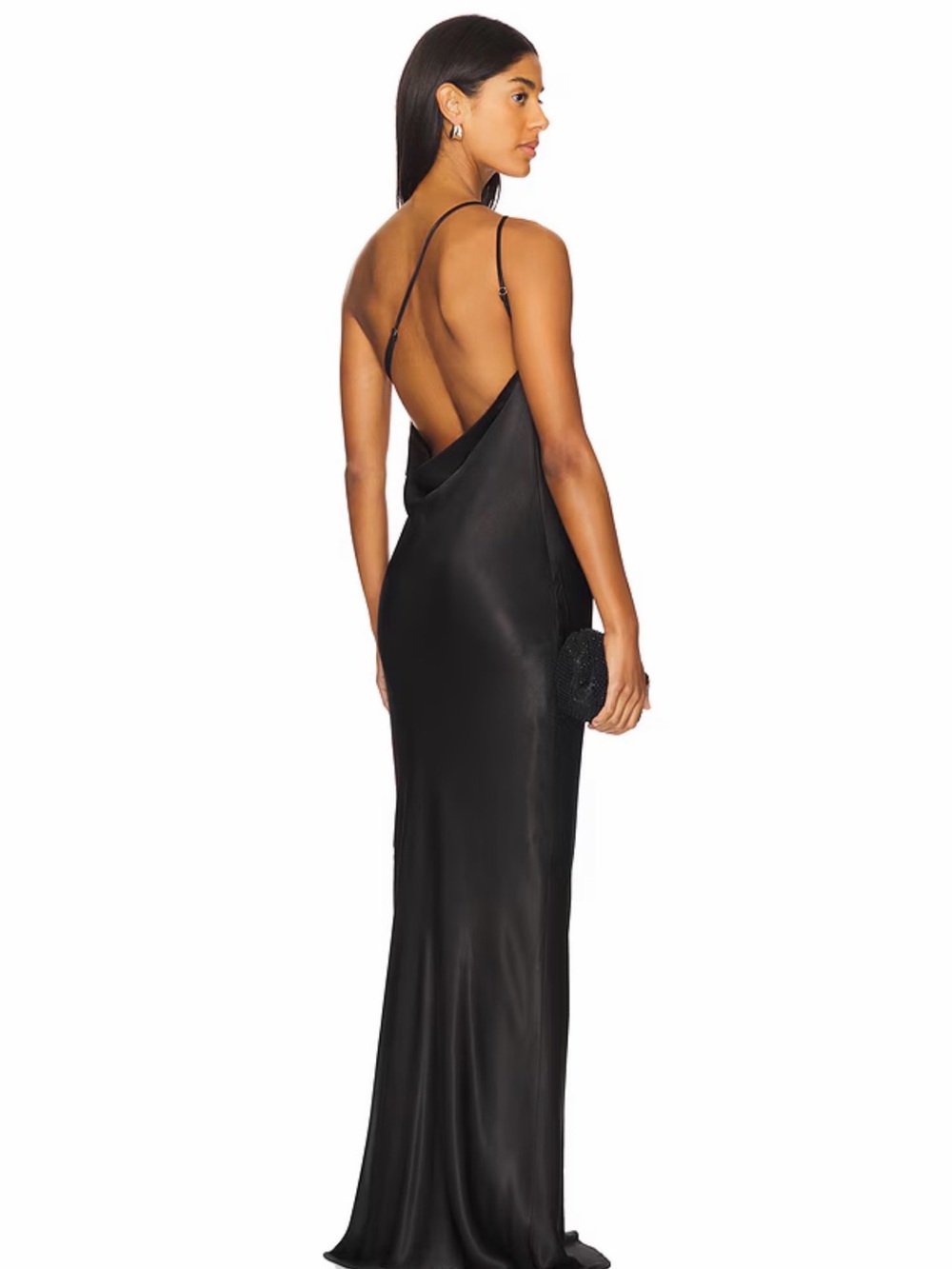 Shona Joy LA LUNE ONE SHOULDER COWL BACK MAXI DRESS - BLACK